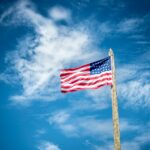 USA Flag and a blue sky