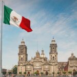 Mexican flag and architecture