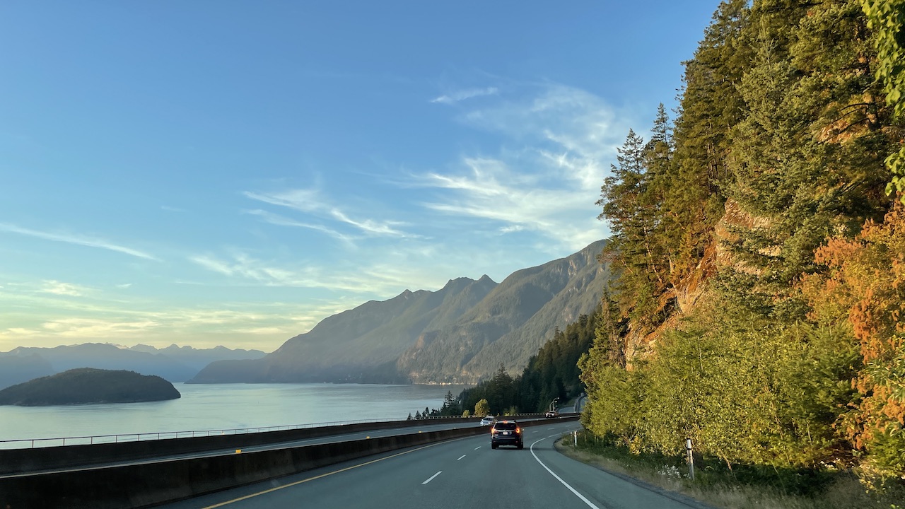 Sunset over the Sea-to-Sky Highway in British Columbia—a scenic reminder that taxes in Canada help support places like this.