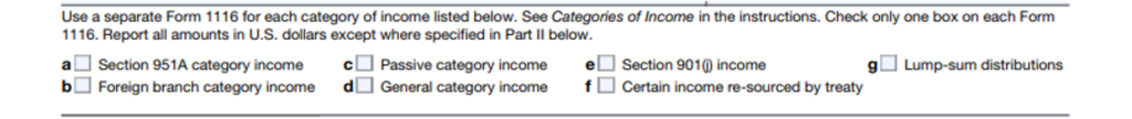 income categories for IRS Form 1116