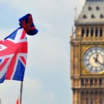 UK flag and Big Ben. Expats living in the UK must file US taxes