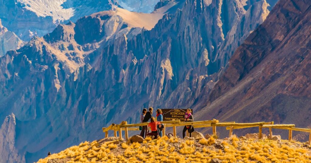 Group of digital nomads hiking in Mendoza, Argentina