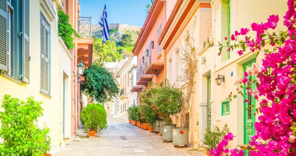 Neighborhood street in Athens, Greece