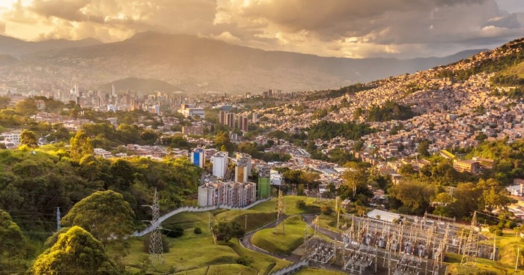 Aerial shot of Medellin, Colombia, one of the best places to retire in South America.