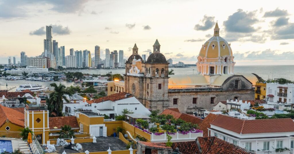 Aerial cityscape shot of Cartagena, Colombia.