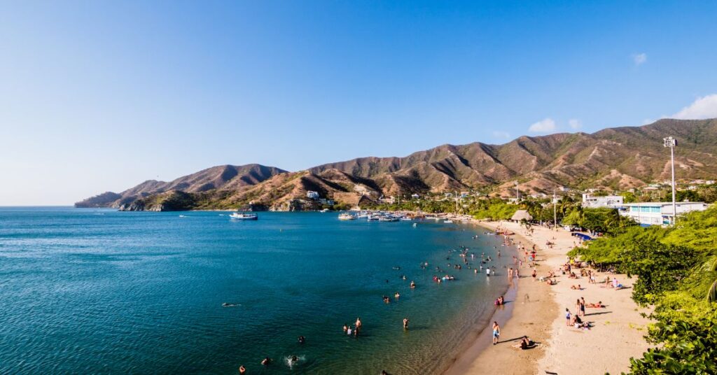 Santa Marta, Colombia aerial beach shot.