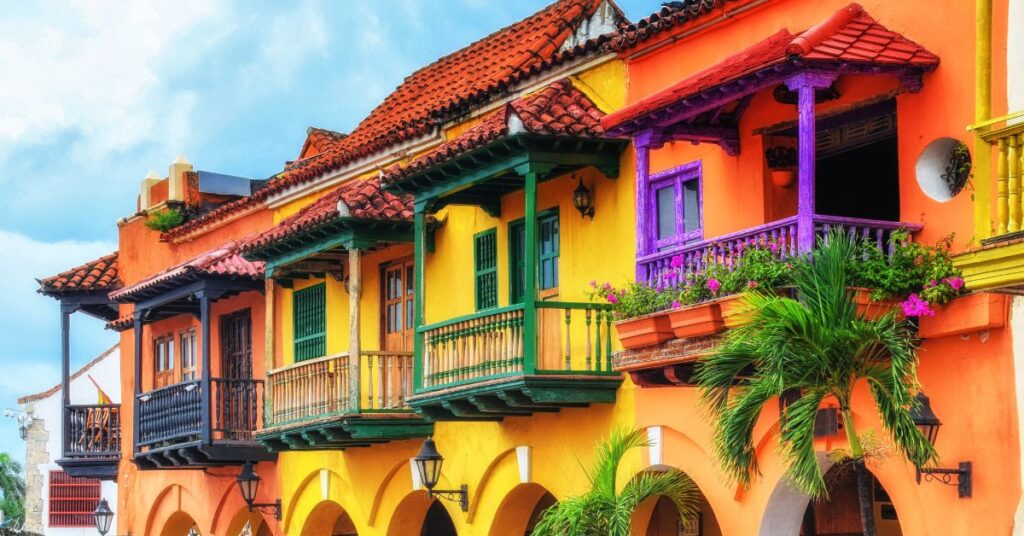 Colorful balconies in Colombia, a popular and affordable retirement destination for US citizens