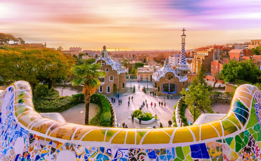 View over Barcelona from Park Güell, reflecting the vibrant lifestyle and climate that attract many people who want to retire in Spain.