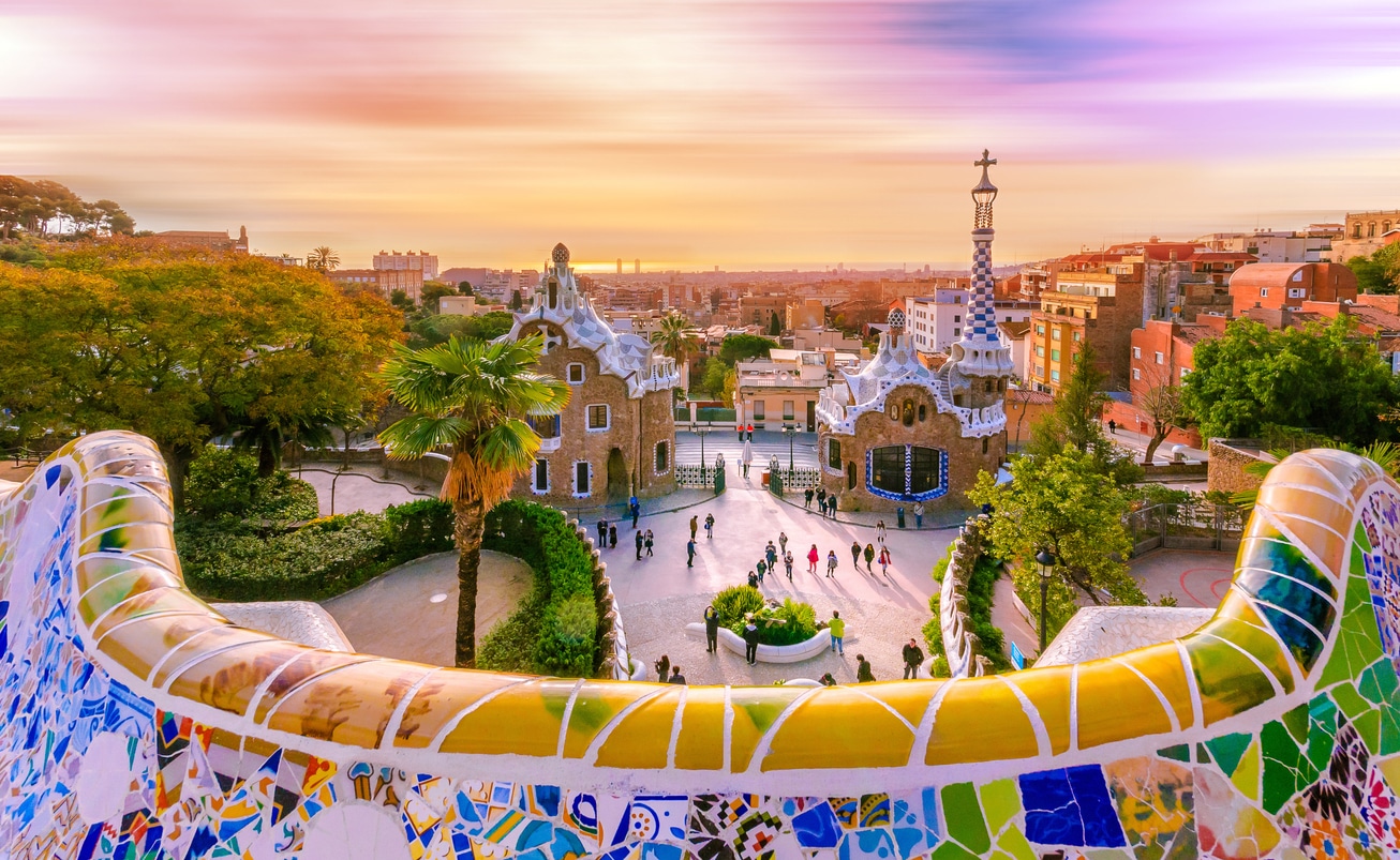 View over Barcelona from Park Güell, reflecting the vibrant lifestyle and climate that attract many people who want to retire in Spain.