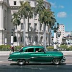 A quiet street scene in a tropical setting, reflective of daily life for Americans living in Cuba.