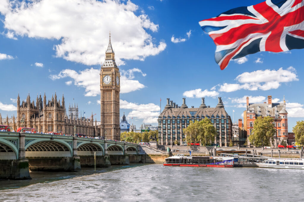 Historic landmarks and blue skies in London, where beauty meets the realities of the cost of living in the UK.