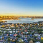Aerial view of Sydney’s eastern suburbs, showing luxury housing in Australia.